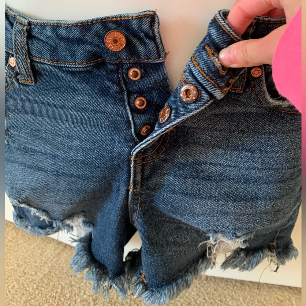 Celebrity Pink High Rise Button Fly Ripped Denim Shorts - Picture 4 of 4